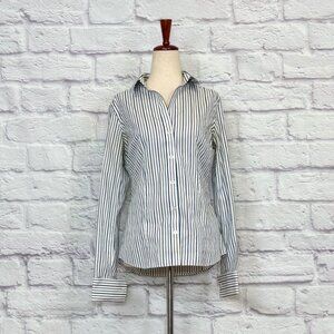 Banana Republic White Cotton Striped Tailored Fit Shirt